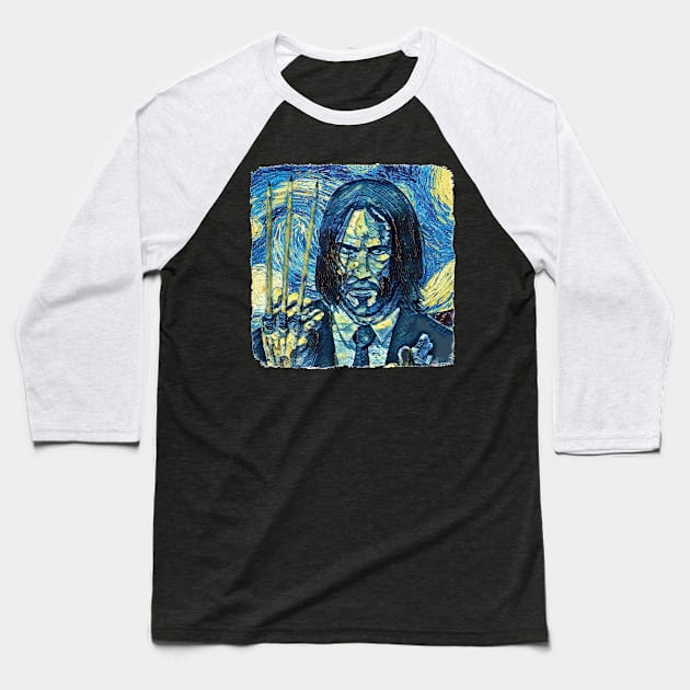 John Wick Van Gogh Style Baseball T-Shirt by todos